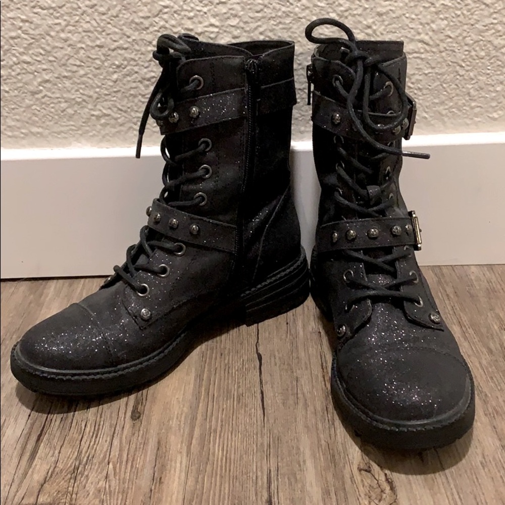 Guess glittery Granted combat boots RARE